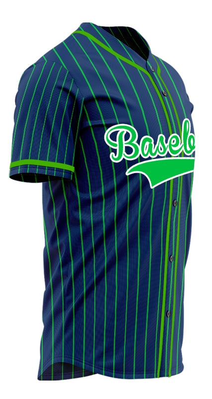 Custom Dark Blue And Green Lines Baseball Jersey