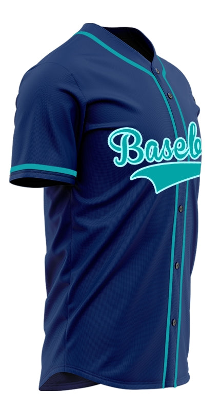 Custom Dark Blue And Light Blue Baseball Jersey