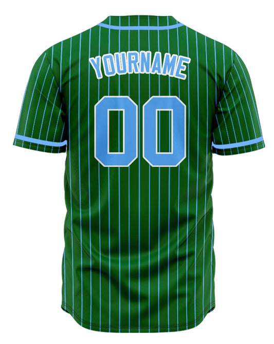 Custom Dark Green And Blue Lines Baseball Jersey