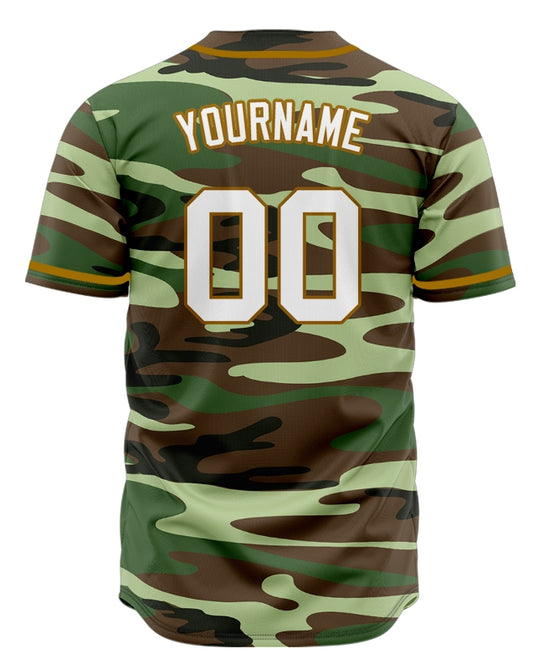 Custom Dark Green And Brown Baseball Jersey