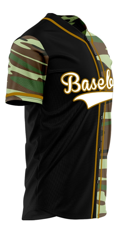 Custom Dark Green And Brown Half Black Baseball Jersey