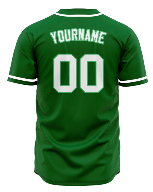 Custom Dark Green And White Baseball Jersey