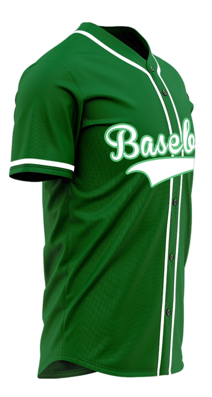 Custom Dark Green And White Baseball Jersey