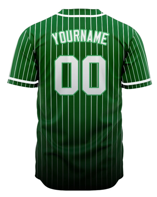 Custom Dark Green And White Lines Baseball Jersey