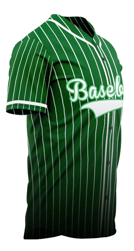 Custom Dark Green And White Lines Baseball Jersey