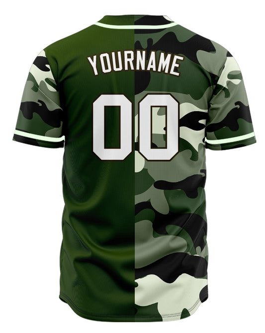 Custom Dark Green Camouflage Baseball Jersey