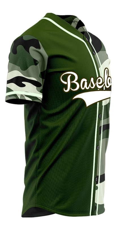 Custom Dark Green Camouflage Baseball Jersey