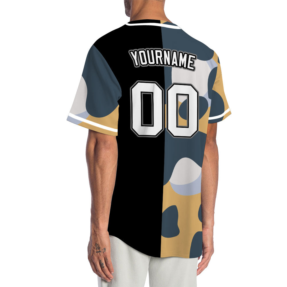 Custom Dark Grey Beige Half Black Baseball Jersey