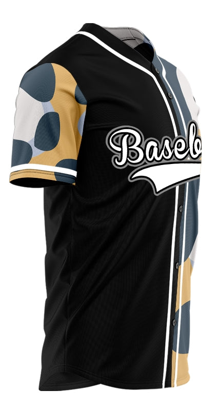 Custom Dark Grey Beige Half Black Baseball Jersey