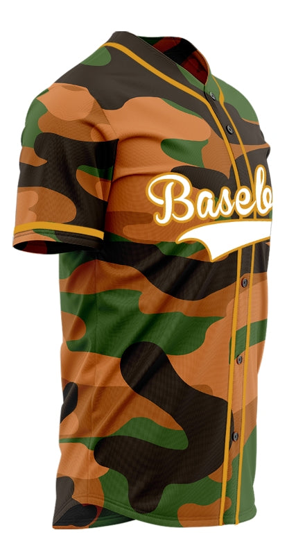 Custom Dark Orange Brown Camouflage Baseball Jersey