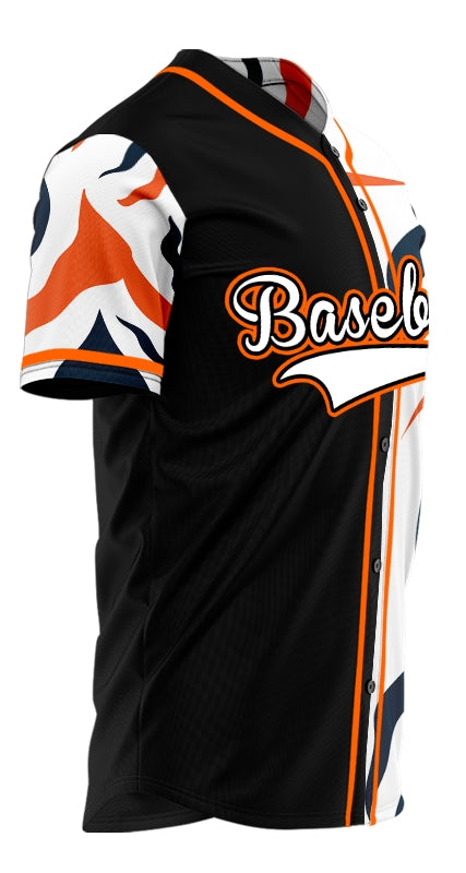 Custom Dark Orange Leopard Half Black Baseball Jersey