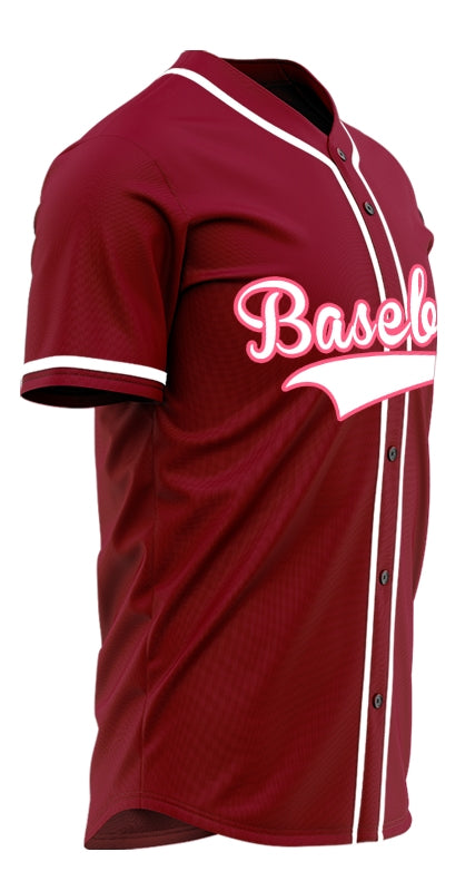 Custom Dark Red And White Baseball Jersey
