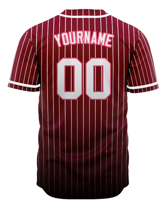 Custom Dark Red And White Lines Baseball Jersey