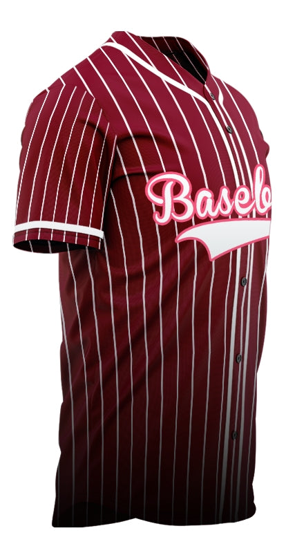 Custom Dark Red And White Lines Baseball Jersey