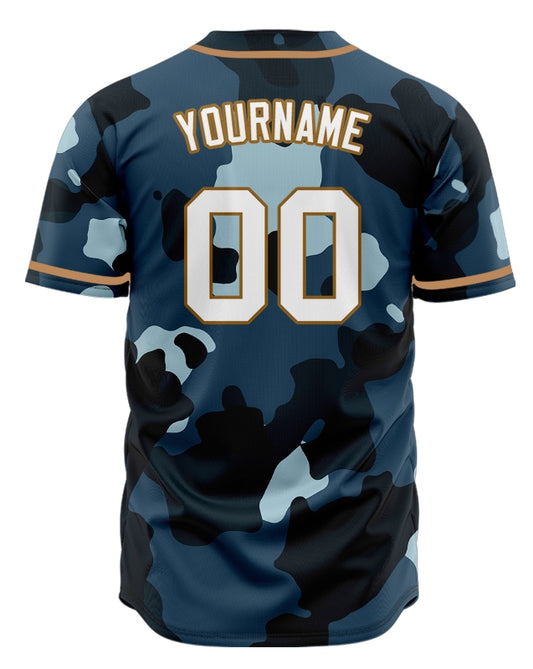 Custom Darl Blue Lighte Blue Camouflage Baseball Jersey