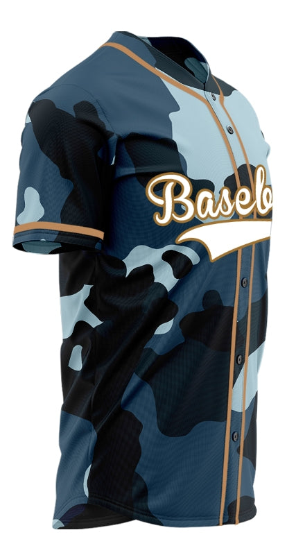 Custom Darl Blue Lighte Blue Camouflage Baseball Jersey