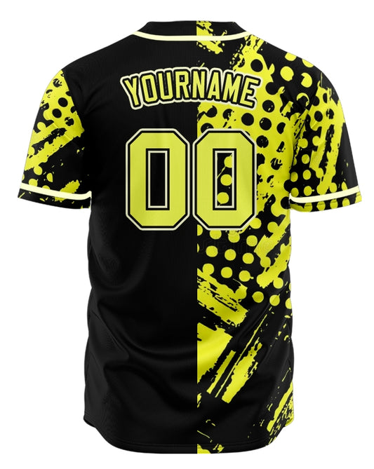 Custom Fluorescent Yellow Ink And Black Baseball Jersey