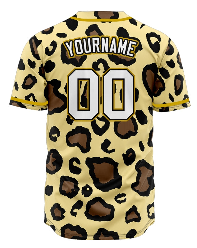 Custom Gold Edge Beige Deer Baseball Jersey