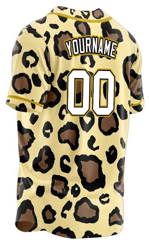 Custom Gold Edge Beige Deer Baseball Jersey