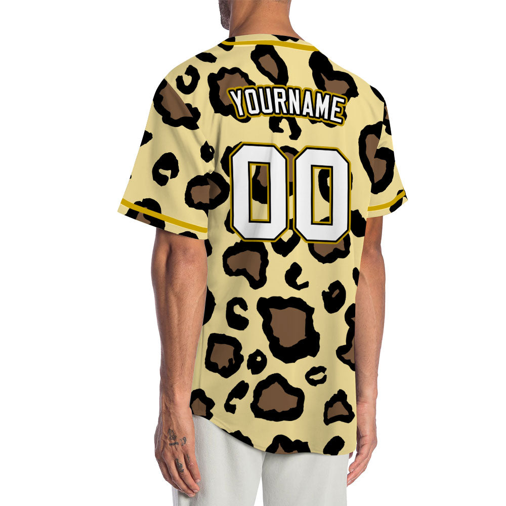 Custom Gold Edge Beige Deer Baseball Jersey