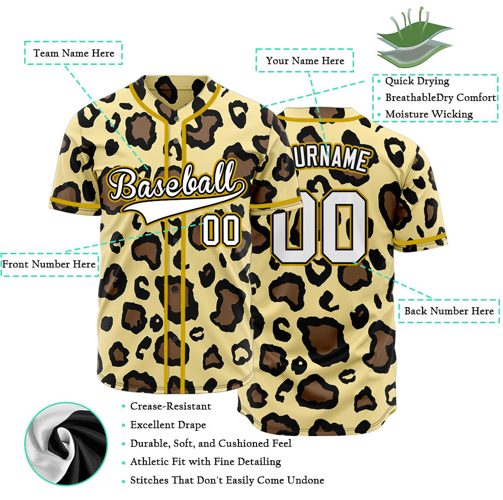Custom Gold Edge Beige Deer Baseball Jersey