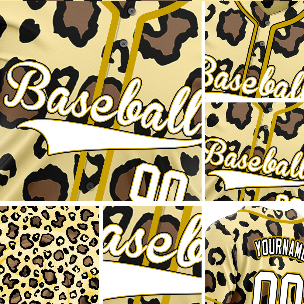 Custom Gold Edge Beige Deer Baseball Jersey