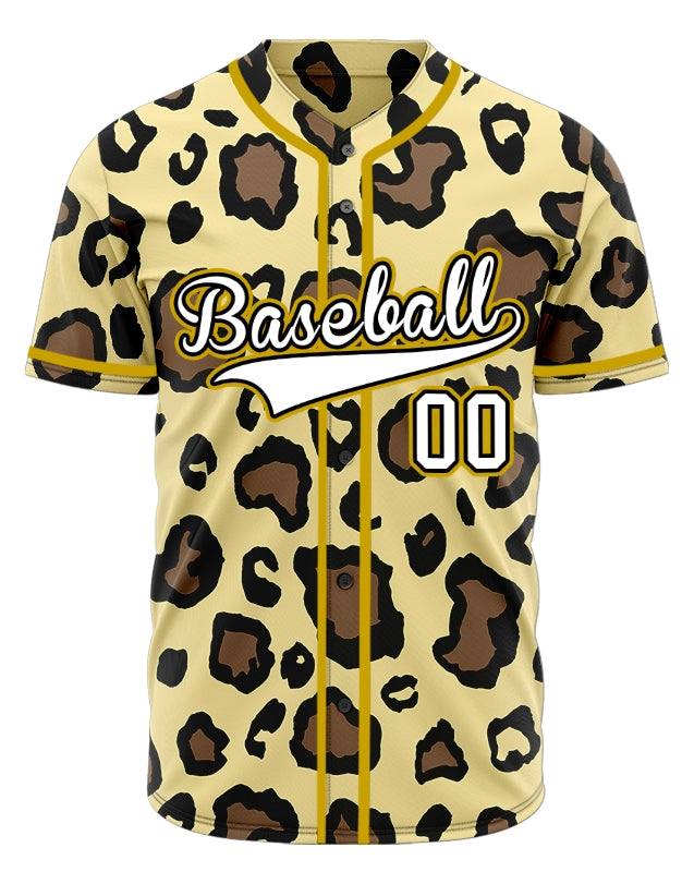 Custom Gold Edge Beige Deer Baseball Jersey