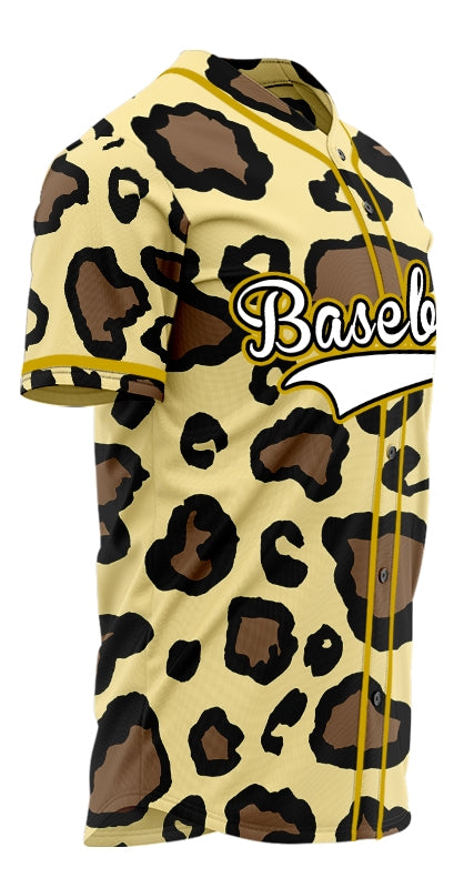 Custom Gold Edge Beige Deer Baseball Jersey