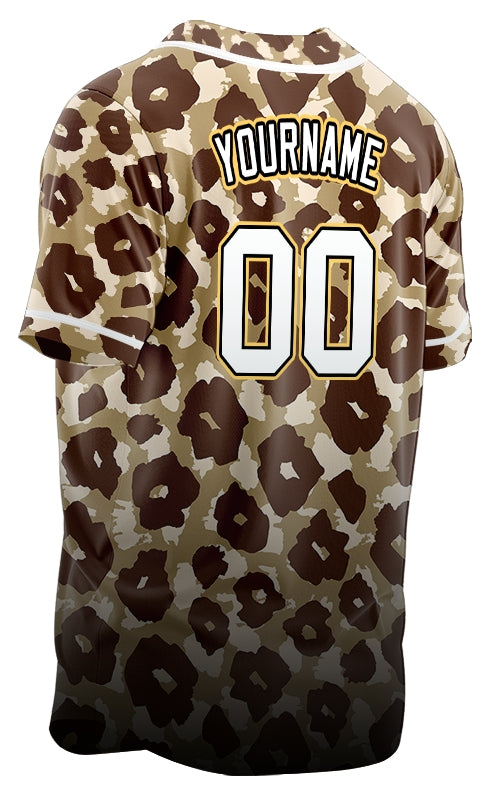 Custom Gradient Brown Plum Blossom Baseball Jersey