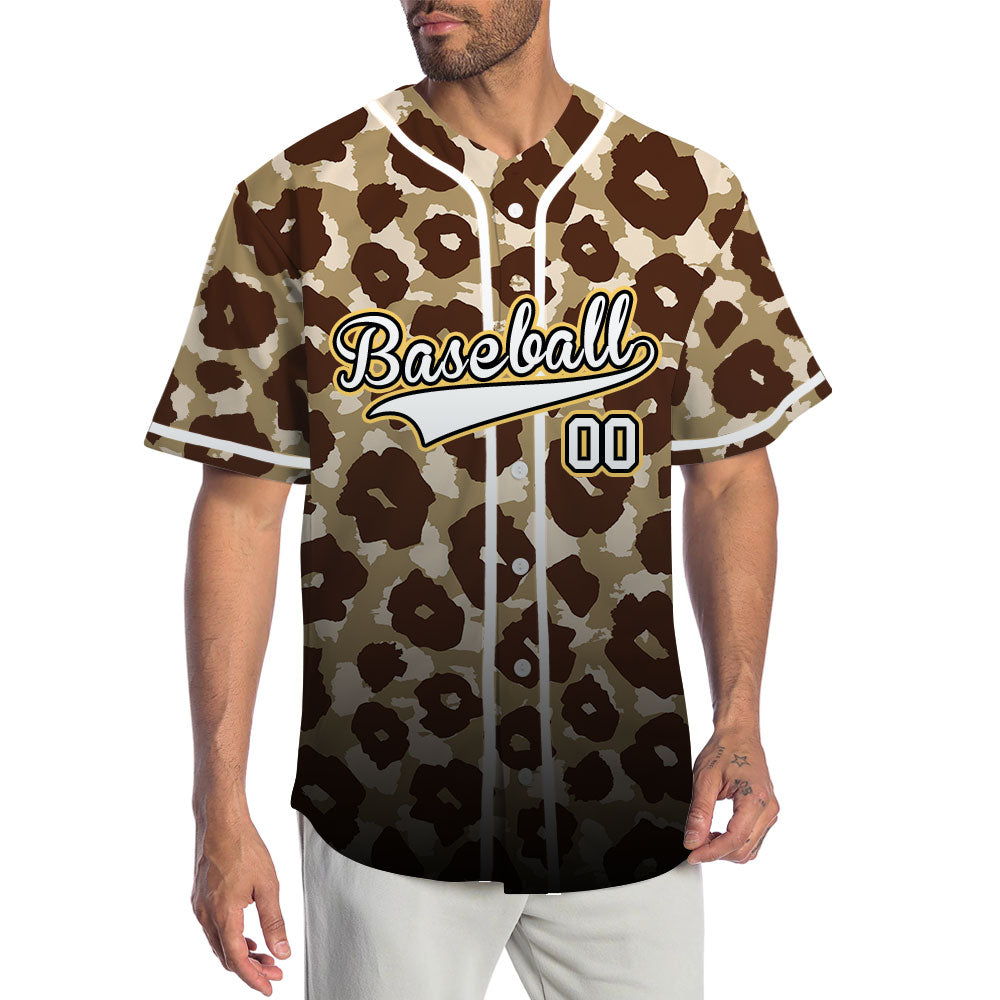 Custom Gradient Brown Plum Blossom Baseball Jersey