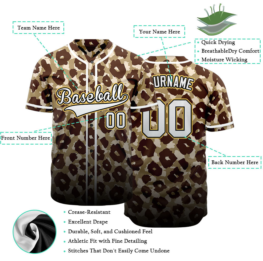 Custom Gradient Brown Plum Blossom Baseball Jersey