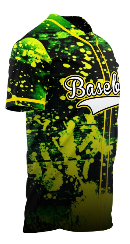 Custom Gradient Green Ink Yellow Point Baseball Jersey