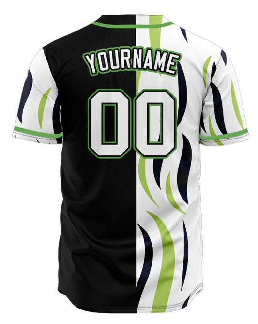 Custom Green And Black Vertical Lines Baseball Jersey
