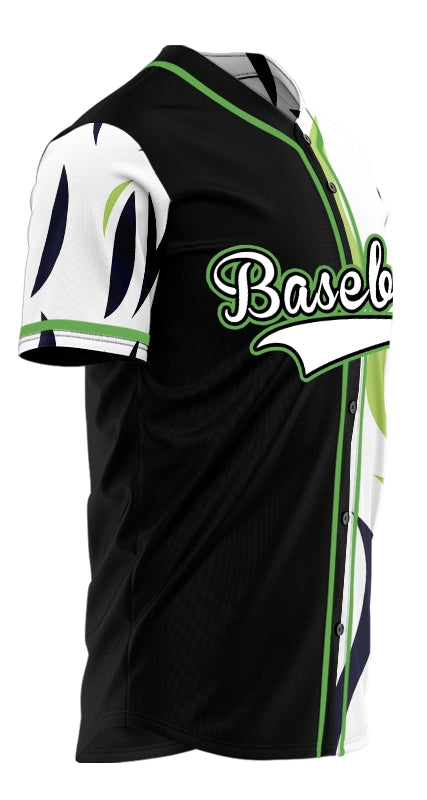 Custom Green And Black Vertical Lines Baseball Jersey