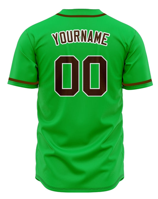 Custom Green And Brown Baseball Jersey