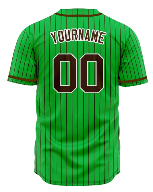 Custom Green And Brown Vertical Lines Baseball Jersey