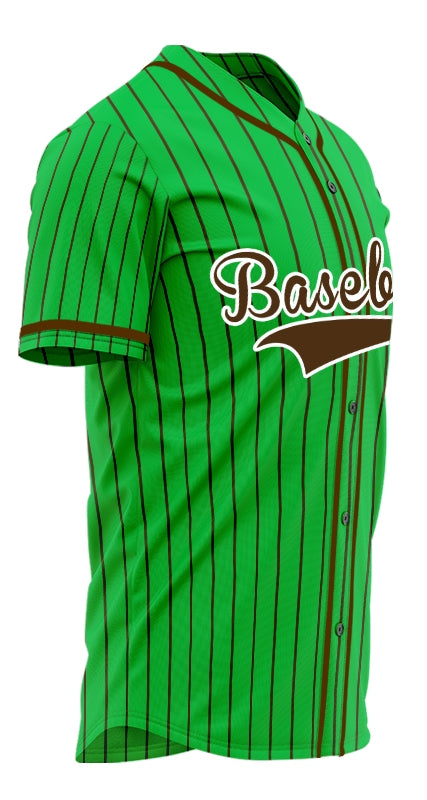 Custom Green And Brown Vertical Lines Baseball Jersey