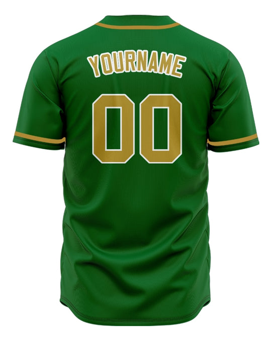 Custom Green And Gold Baseball Jersey