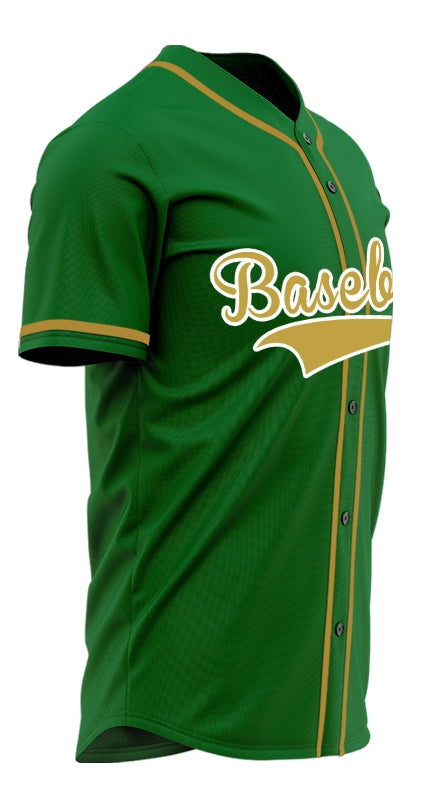 Custom Green And Gold Baseball Jersey