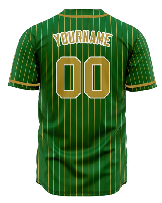 Custom Green And Gold Lines Baseball Jersey