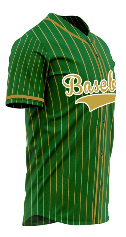 Custom Green And Gold Lines Baseball Jersey