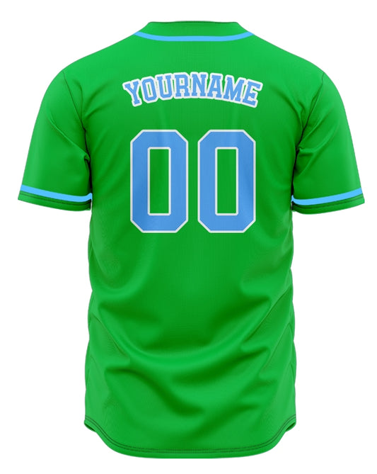 Custom Green And Light Blue Baseball Jersey