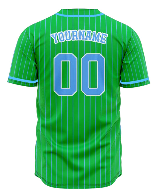 Custom Green And Light Blue Lines Baseball Jersey