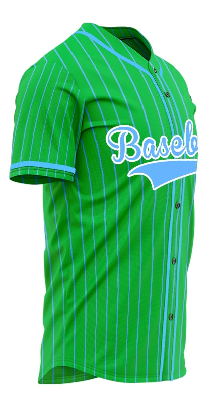 Custom Green And Light Blue Lines Baseball Jersey