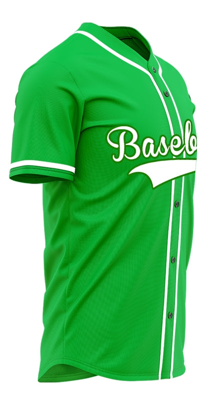 Custom Green And White Baseball Jersey