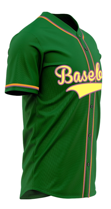 Custom Green And Yellow Baseball Jersey