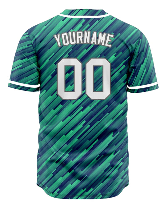 Green Blue Diagonal Line Custom Baseball Jersey