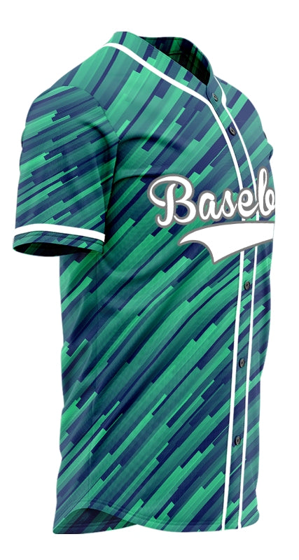 Green Blue Diagonal Line Custom Baseball Jersey