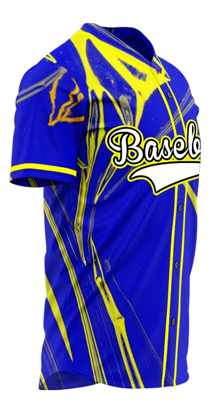 Custom Green Blue Ink Graffiti Baseball Jersey