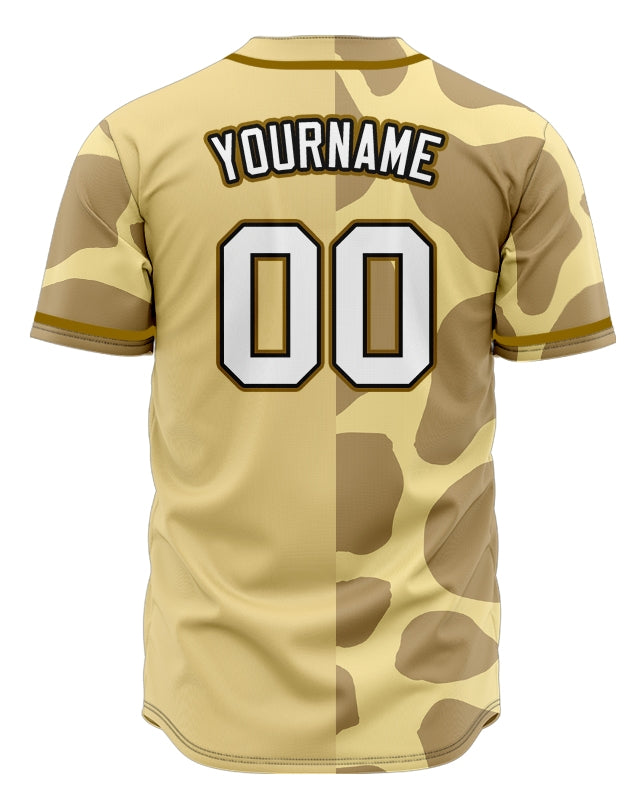 Custom Half Beige Light Brown Baseball Jersey